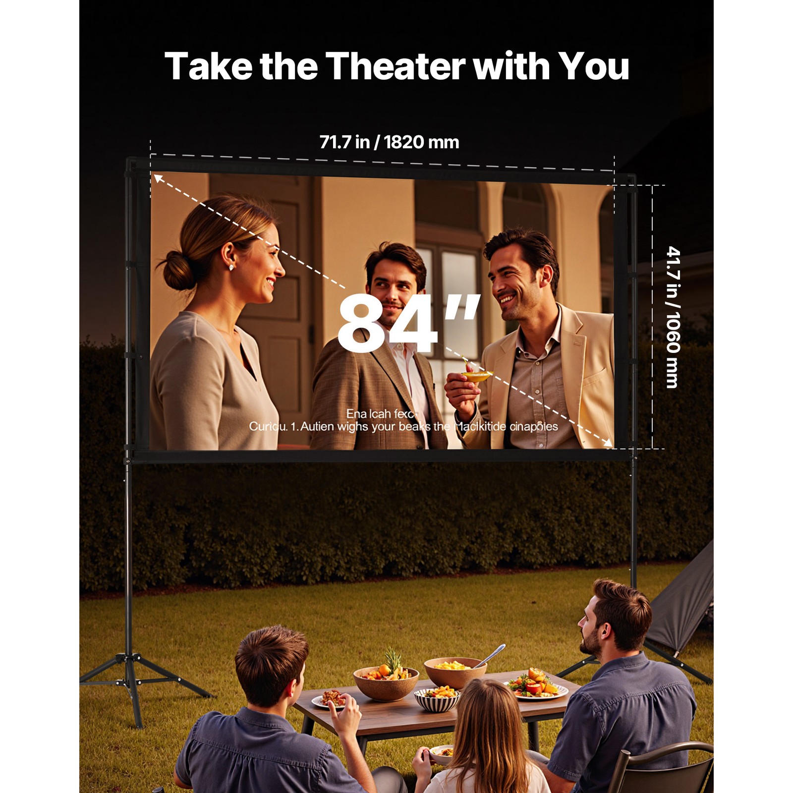 Uimoso 84" Projector Screen with Tripod Stands 16:9 160° Viewing Angle, 4K HD