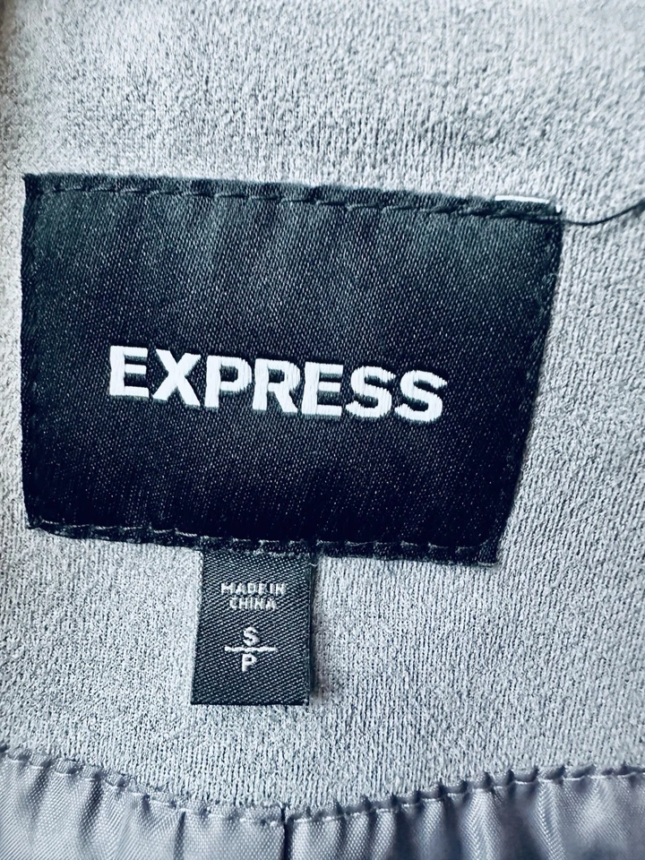 EXPRESS Gray Cropped Moto Jacket Size Small - Image 3 of 4