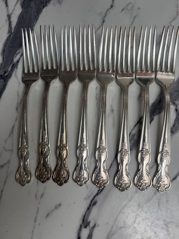 Wm. Juego de 54 piezas de cubiertos florales MCM plateados Rogers MAGNOLIA 1951 Foto 2 de 4