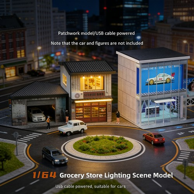 #ad #ad Diorama 1 64 Car Garage Model LED Light City Parking Lot Building Scene Model US $28.82