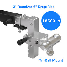 Adjustable Towing Trailer Hitch Tri-ball Mount 18500lb 2 Receiver 6 Risedrop
