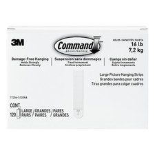 Command Large Picture Hanging Strips Removable : 120 pairs White 17206-S120NA