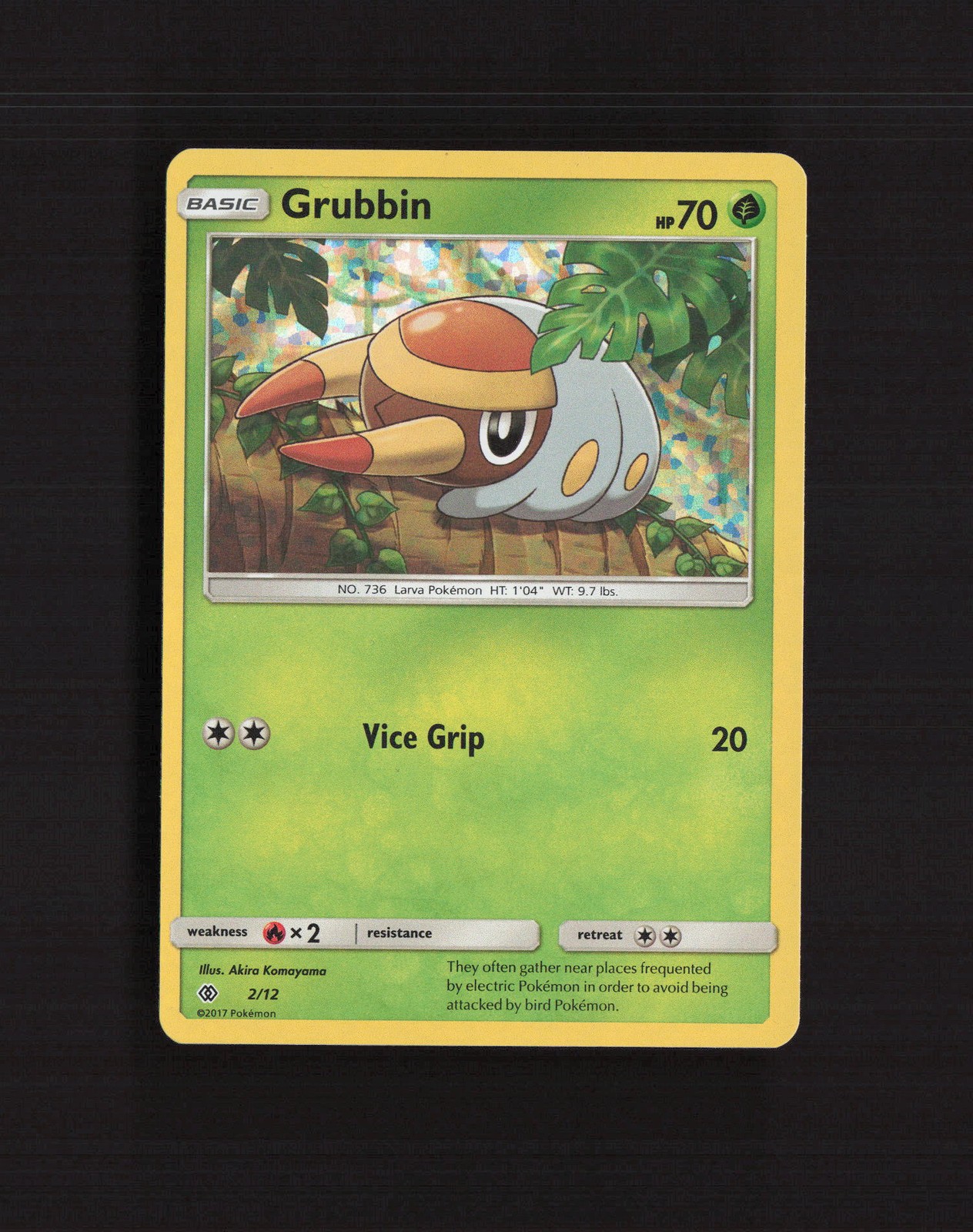 Grubbin 2/12 McDonald's Collection 2017 Black Star Promo Holo Pokemon Card LP