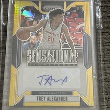 TREY ALEXANDER  2024-25 SENSATIONAL SIGNATURES GOLD PRIZM RC AUTO #/10 PELICANS 