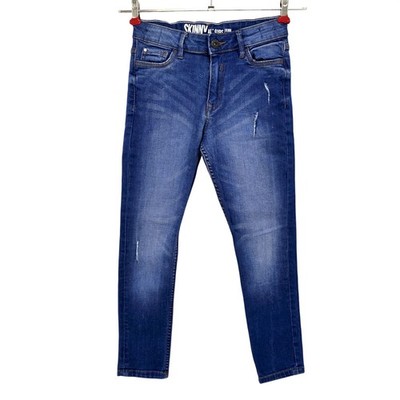 Matalan Jungen Jeans Blau Used-Look Slim Fit Stretch Gr. 134