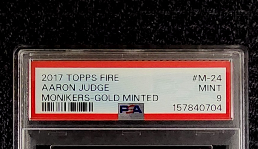 2017 TOPPS FIRE AARON JUDGE MONIKERS GOLD MINTED INSERT ROOKIE PSA 9 YANKEES view 3