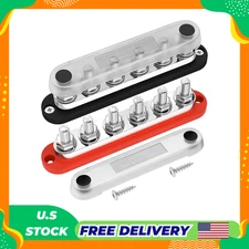 300A Bus Bar 12V Marine 12V Power Distribution Block with Cover 6 x 3/8" (M10) T