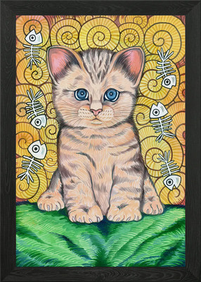 Gerahmtes Wandbild Baby Katze Poster Leinwanddruck Bild