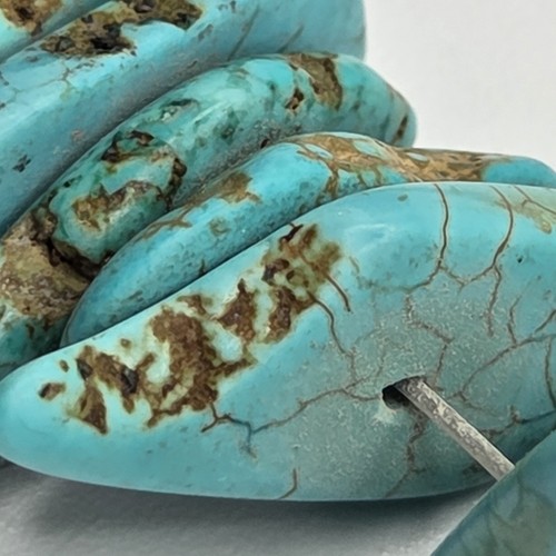 Vtg Turquoise Slab Tab Necklace Natural Matrix Heishi Beads Southwest 21" 126g - Afbeelding 18 van 18