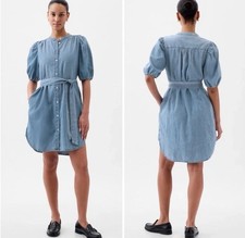 GAP Puff  Shirtdress  Kenrick  Women's Denim Dress Light  Indigo Blue Medium NWT