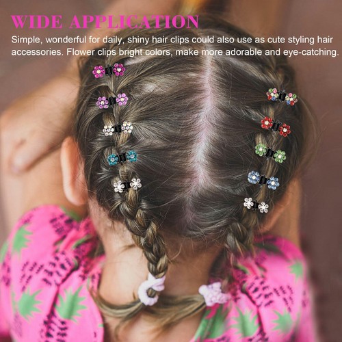 12PCS Girl Crystal Flower Metal Hair Claws Rhinestone Mini Hair Claws Clip Clamp - Picture 19 of 35