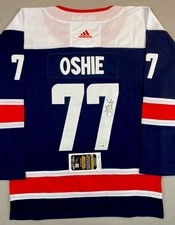 WASHINGTON CAPITALS- TJ OSHIE AUTOGRAPH #77 BLUE ADIDAS JERSEY JSA CI33483