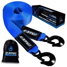 Nylon Tow Strap with Hooks Heavy Duty, 2”x20’(20,000lbs) 2in x 20ft blue