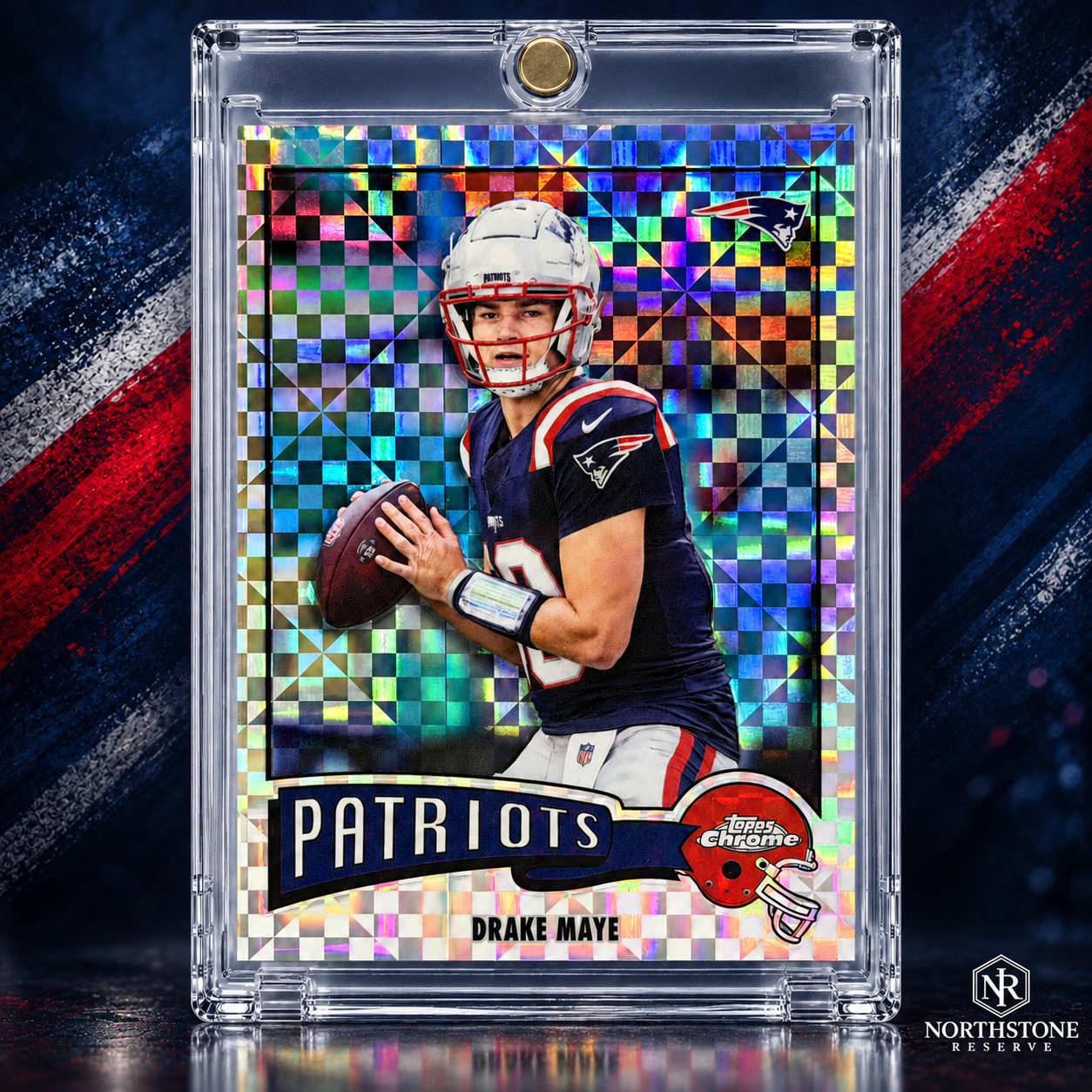Drake Maye Silver Checkerboard Card Topps Chrome Patriots NFL Football QB MINT