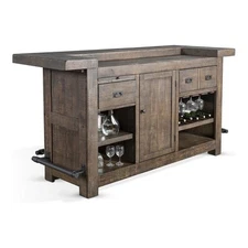 Sunny Designs Homestead 80" Transitional Wood Gorgeous Bar Unit in Tobacco Leaf