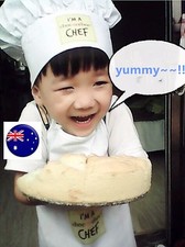 Kids Children Little Chef Bakery Kitchen White Hat Apron Set OR hat only Cap  