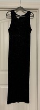 Lawrence Kazar Vintage 100 Silk Black Beaded Evening Gown Sz L