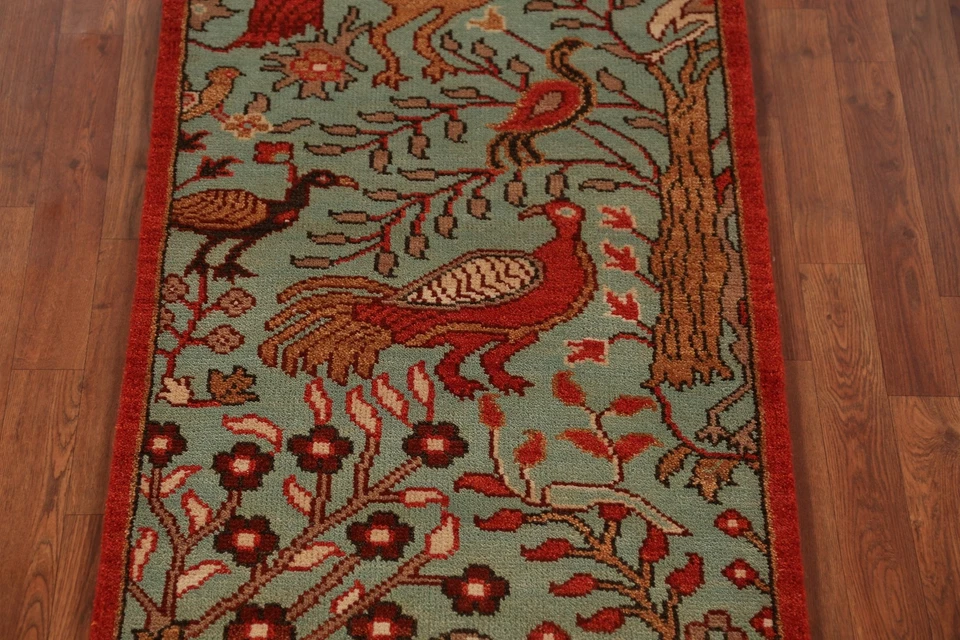 Alfombra de corredor Green Zeigler 8 pies - animal indio anudado a mano ilustrada 3x8 pies Foto 4 de 4