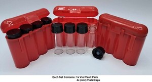 4x 1oz Gold Vials & Storage Carry Case Dredge Panning Mining Prospect RED 001