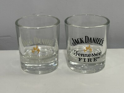 NEW! Set of (2) Jack Daniel's Tennessee Fire Shot Glasses - Jack Daniels Whiskey