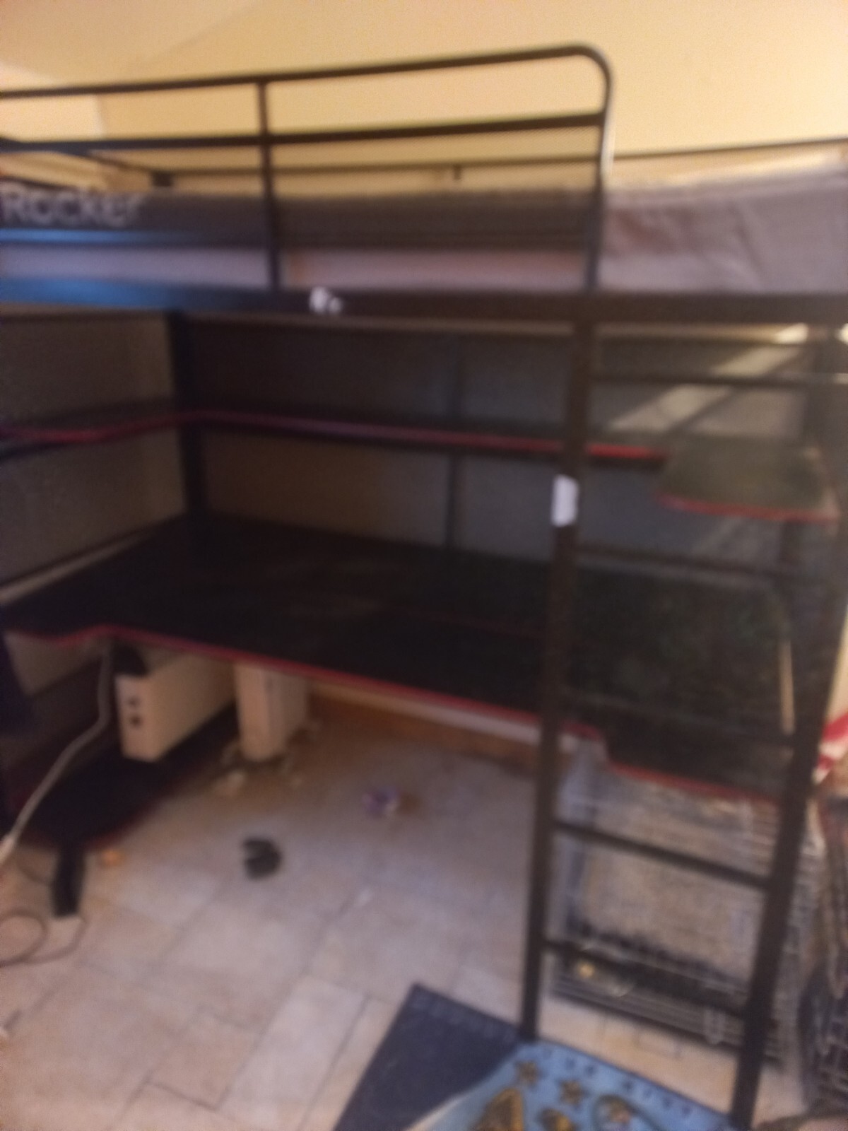 X Rocker High Sleeper Gaming Bed Metal Single 3ft Bunk Desk Shelves