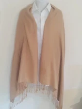  Camel Color Long Shawl/Scarf 70% Pashminna, 30% Silk Beautiful Great Condit.