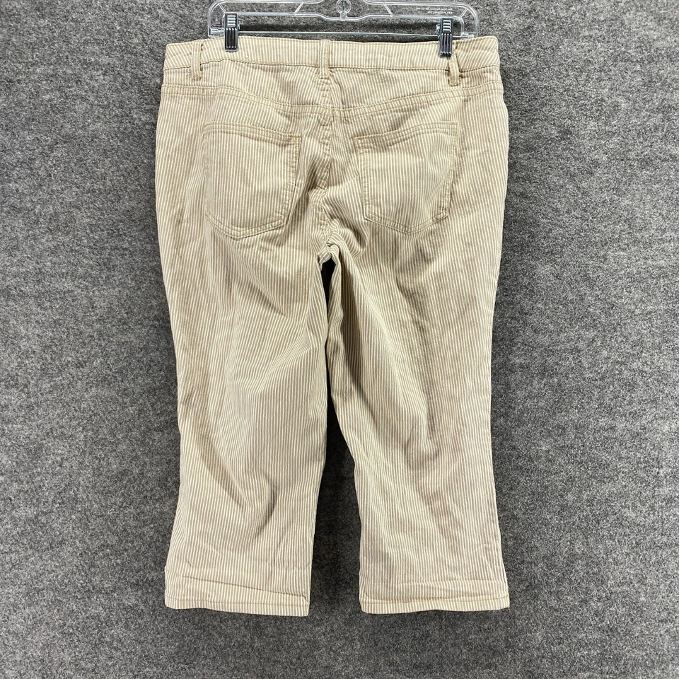 Pantalones Cortos Christopher & Banks Mujer 12P Pequeño Beige Rayas Algodón Tiro Medio Foto 2 de 4