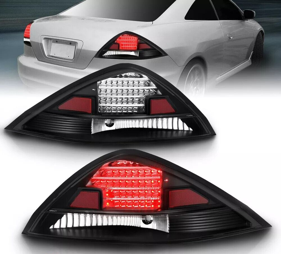 For 2003 2004 2005 Honda Accord LX/EX Coupe 2DR LED Black Brake Tail