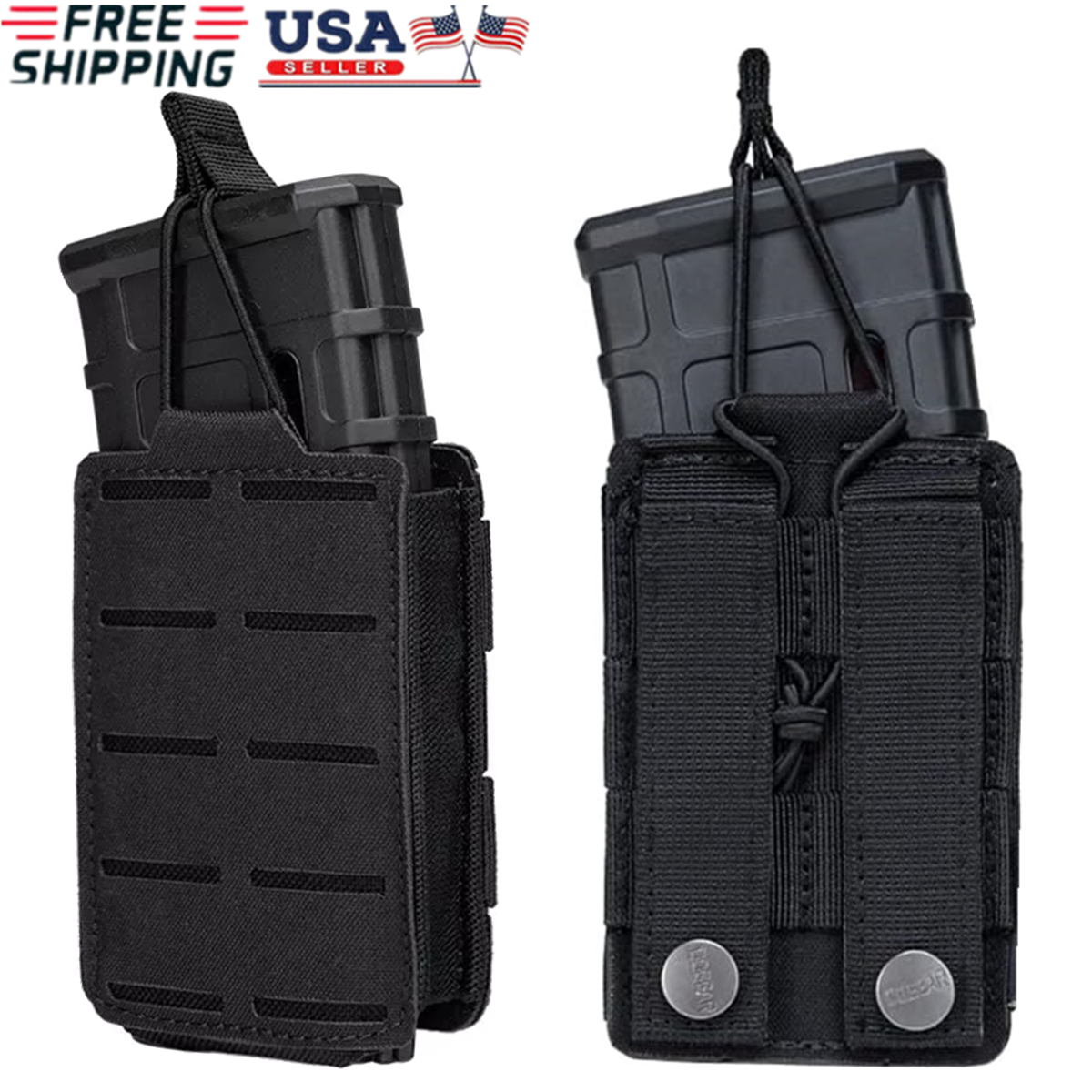 Universal Molle 5.56mm 7.62mm Mag Pouch Magazine Carrier Open-Top Mag Holder US-image