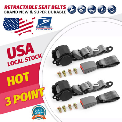 Universal 3 Point Retractable Car Seat Belt Bolt Automatic Safety Strap Buckle