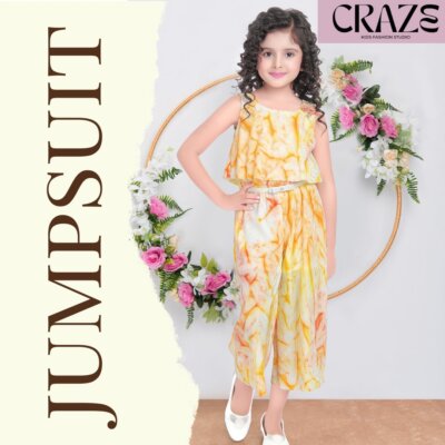 Yellow Dye Pleated Jumpsuit for Girls ages 5 & up. Holiday SALE!!