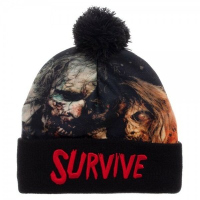 The Walking Dead Sublimated Survive Text Cuff Pom Beanie (190371279959)