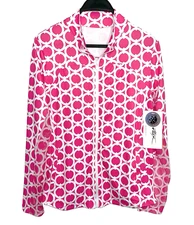 New NWT $98 GOTTEX Size Medium Full Zip Lightweight Full Zip Tennis Golf Pink