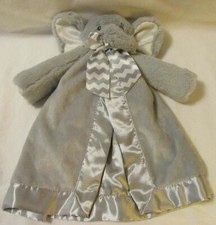 Bearington Baby Gray Elephant Lovey Security Blanket Plush Velour Satin 15"