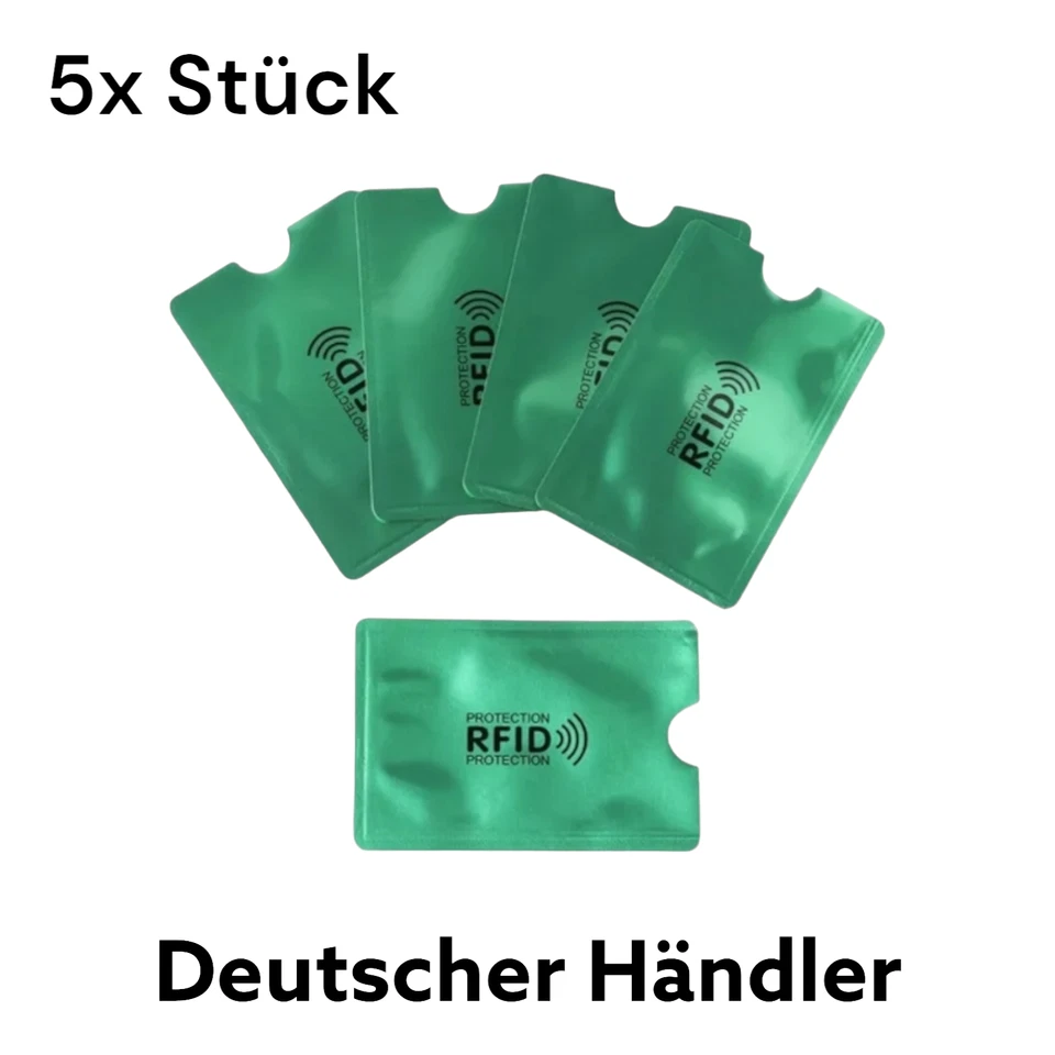 5x RFID Schutzhülle Blocker NFC Datenschutz EC Karte Kreditkarten Grün