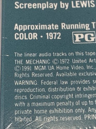 The Mechanic 1991 VHS factory sealed - Picture 5 of 5