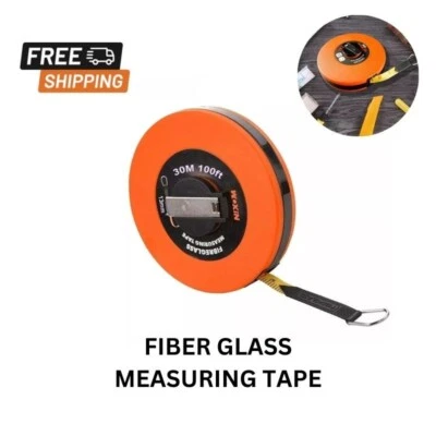 FIXTEK Heavy Duty 30m Fibreglass Measuring Tape Wokin Metric/Inch Blade 12.5mm