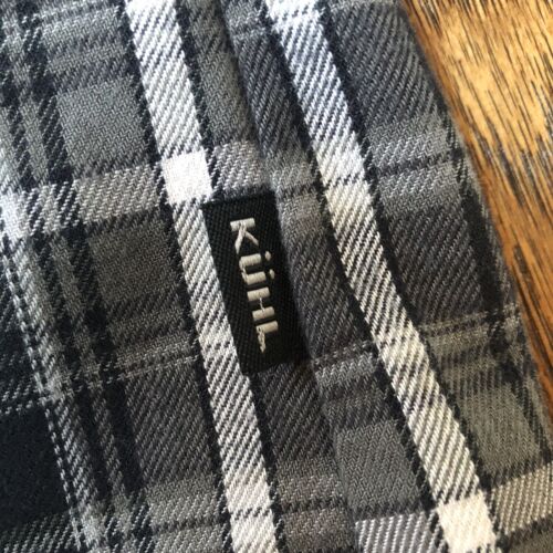 Kuhl Men's Medium M Dillinger Flannel Shirt Tencel Cotton Blend Gray White Plaid - Picture 2 of 12