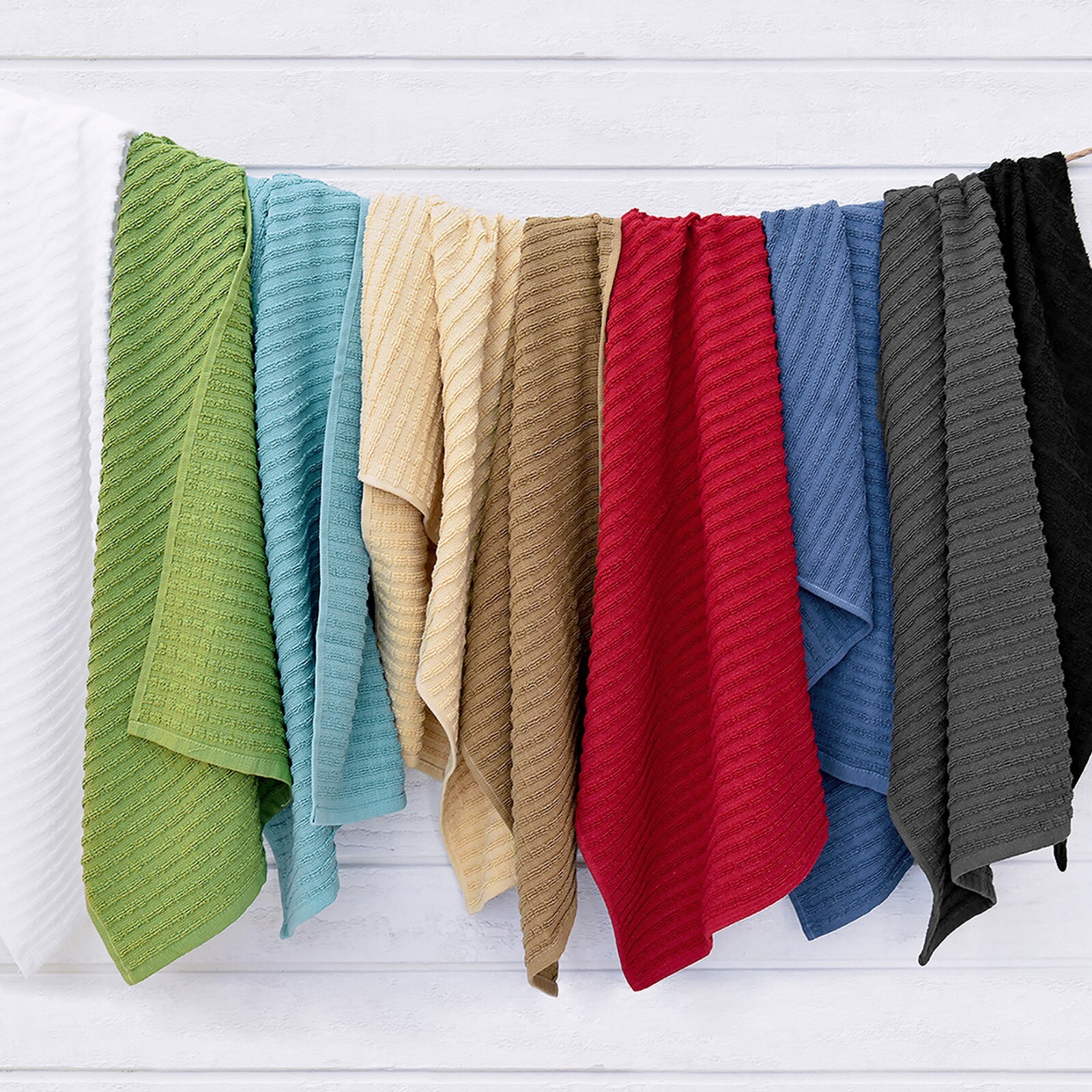 RITZ Royale Solid & Coordinate Kitchen Towels 4-Piece Set | Premium Cotton Set