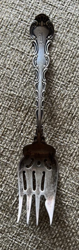 Antique Gorham Sterling Silver Strasbourg Serving Fork 7 1/8”-“A”  J. Wiss &Sons