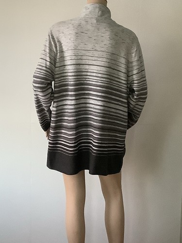 T By TALBOTS (Talla 2X) Gris Rayas Dibujar Cuerda Cuello Embudo Tejido Túnica Sudadera - Imagen 10 de 14