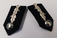 Black Gorgets Collar Tabs With Silver Leaf Insignia Plain Buttons & Clip Backs S
