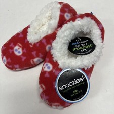 New Kids Snoozies Slippers Red Skull  Bone    Size 11-12 NWT Non Skid Cozy