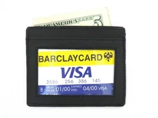 Thin Slim Wallet Black Genuine Leather ID Credit Card Money Holder For Men Women