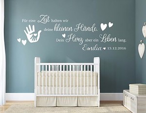 Wandtattoo Kinderzimmer NAME Baby Geburt Wandspruch ...