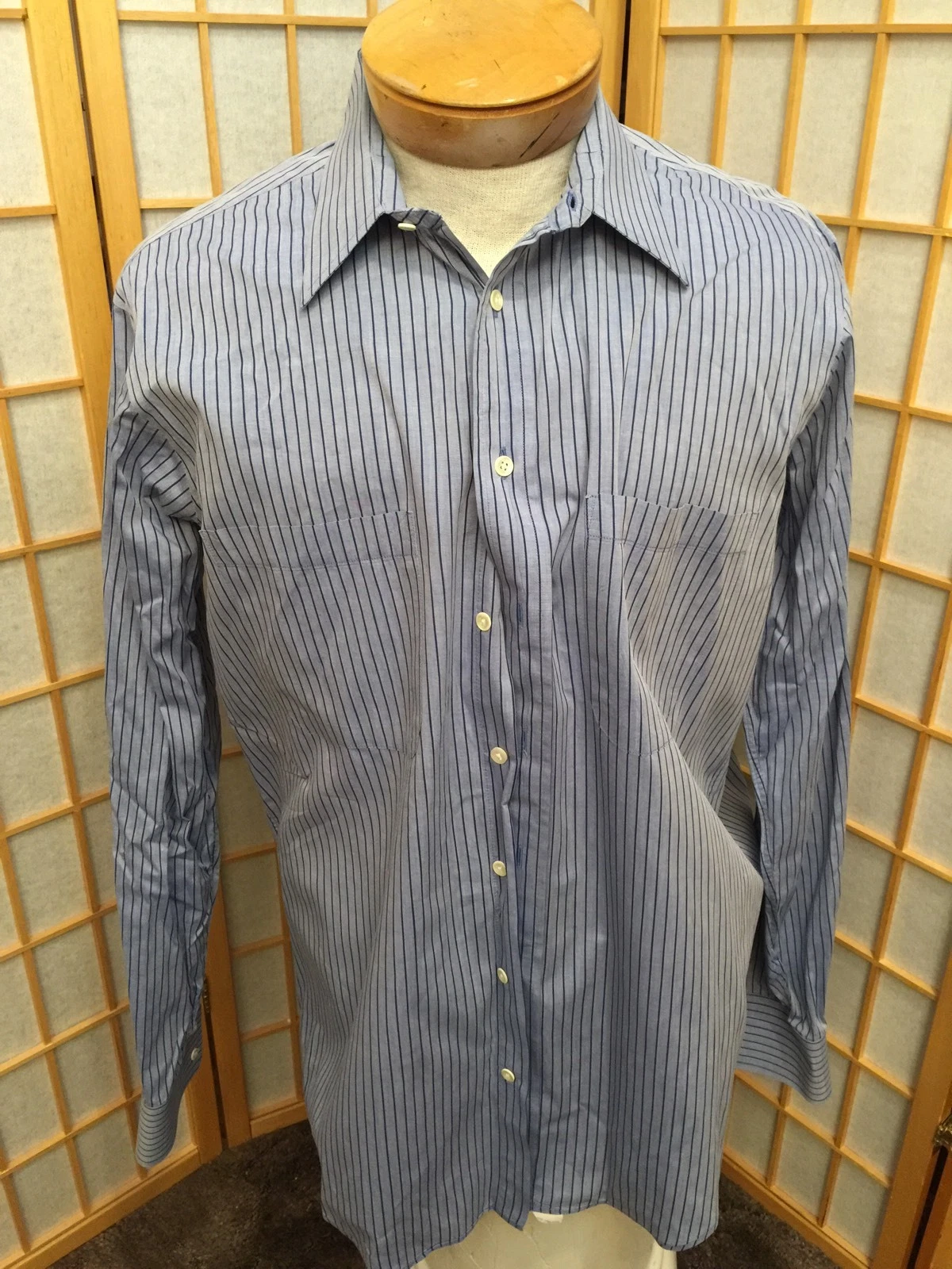 Abito Burberrys Of London USA manica lunga camicia cotone uomo righe blu 16 1 2 36