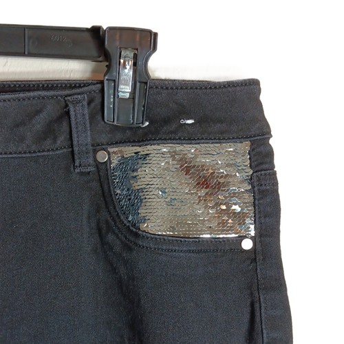D. Jeans Skinny Jeans Womens 16 Black High Rise Sequin Pocket Stretch Denim - 第 4/6 張圖片