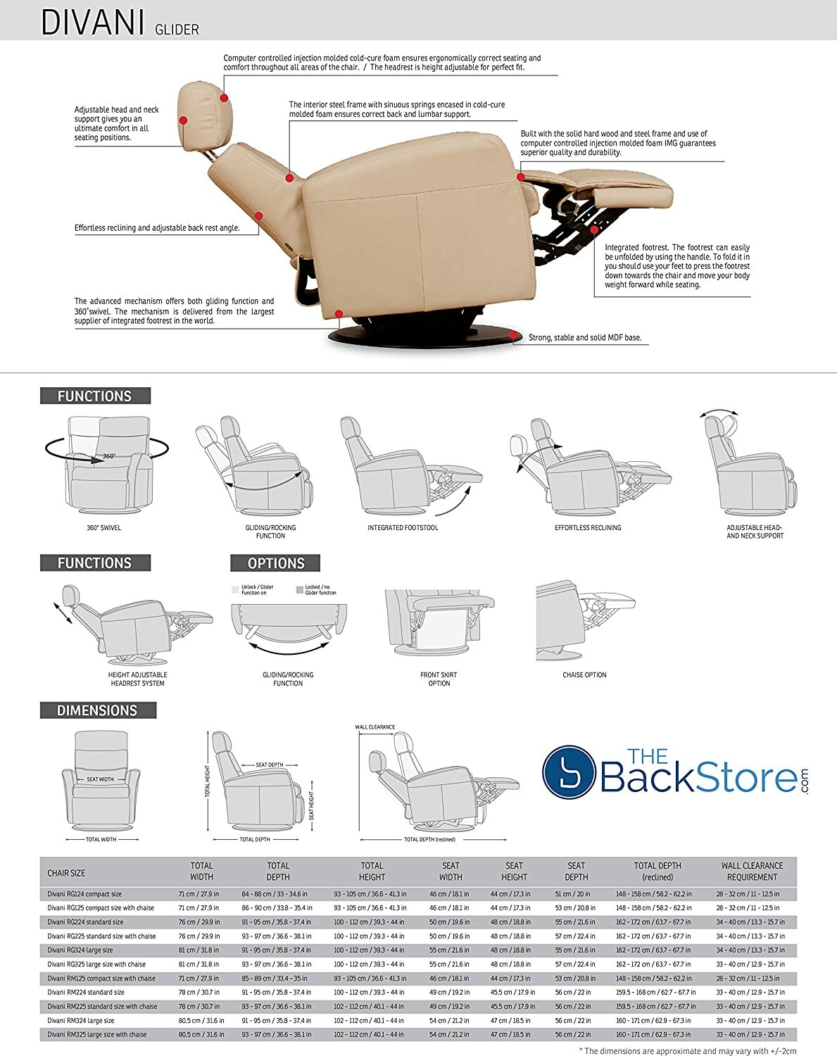 IMG Divani RG225 Medium Manual Relaxer Recliner Chair Trend T408 Sand