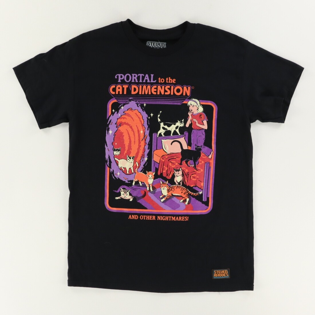 Steven Rhodes Cat Dimension Solid T-Shirt Black Men's M | eBay