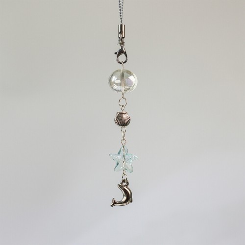 Y2K Fashion Ocean Dolphin Starfish Phone Chain Cute Beaded Mobile Phone Lany _ou